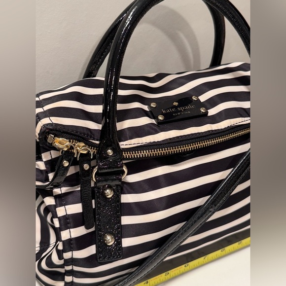 Kate Spade Striped Nylon Leslie Black and White Satchel - Picture 3 of 15
